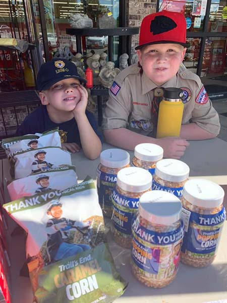 Scouts selling popcorn